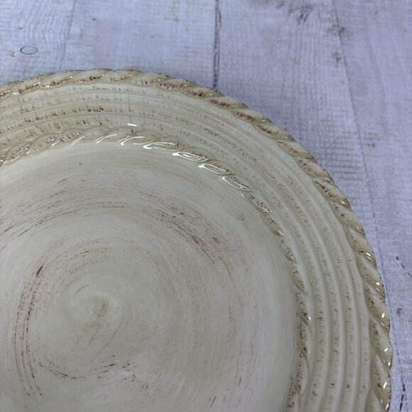 Roscher & Co BELLINI CREAM Embossed Rope Ring Earthenware Salad Plates Set 4 - Picture 14 of 16